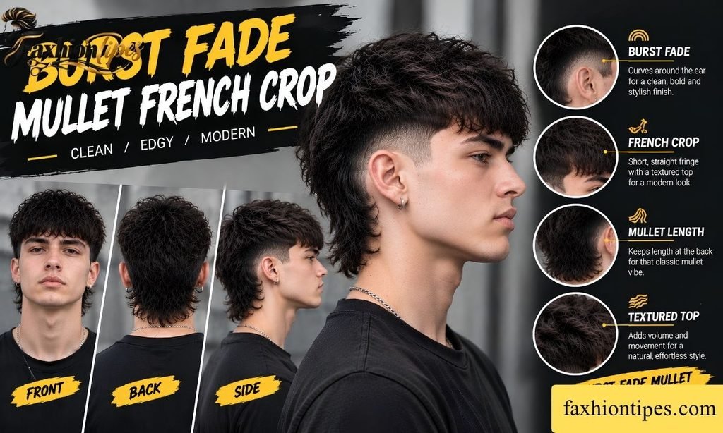 Burst Fade mullet French crop