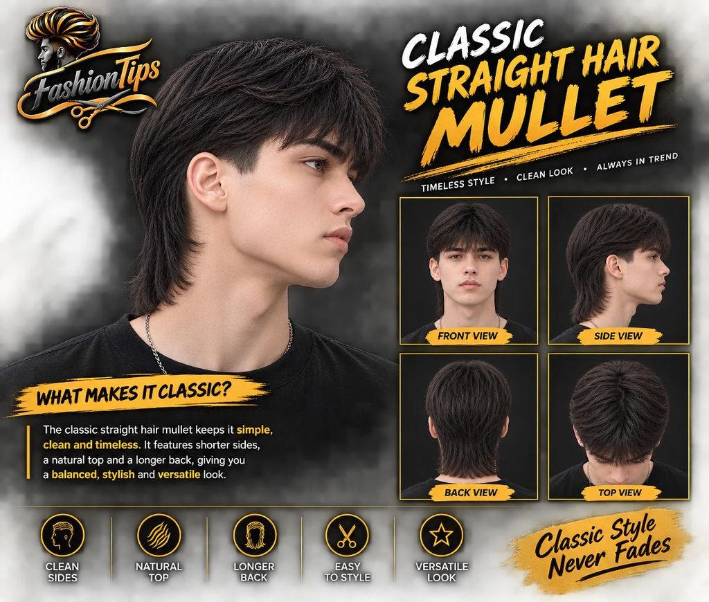 Classic Straight Hair Mullet