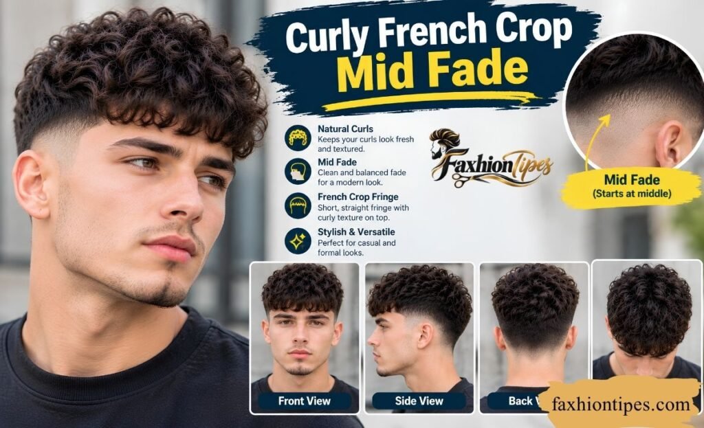Curly French Crop Mid Fade