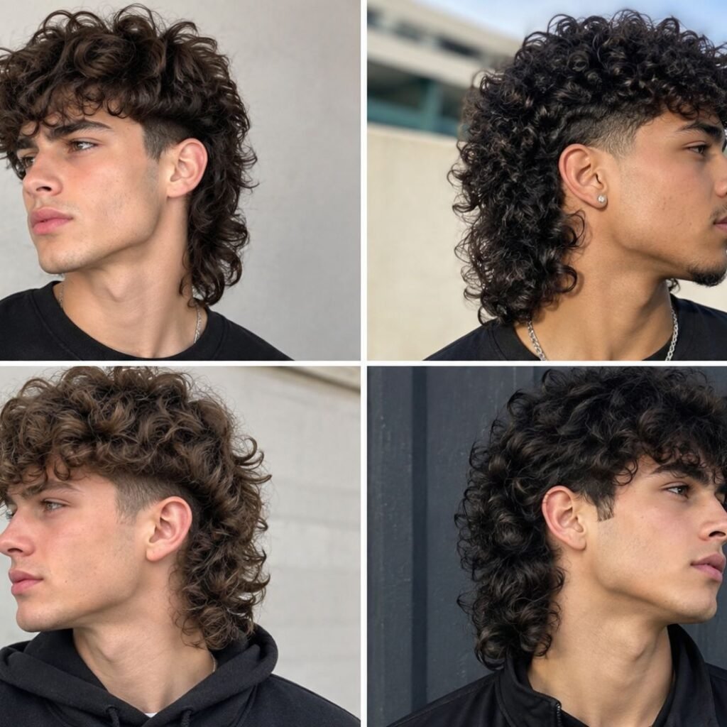 Curly hair Mullet