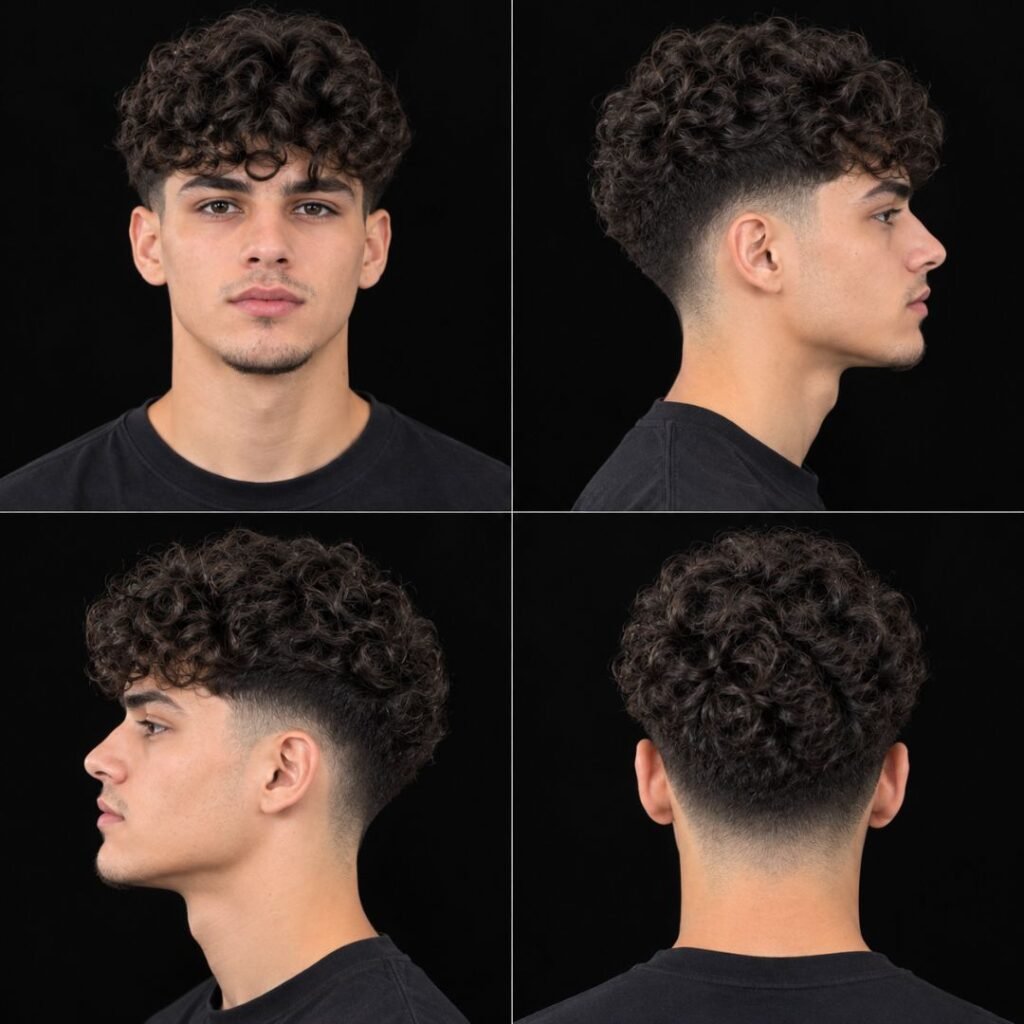 Curly mid taper curly hair