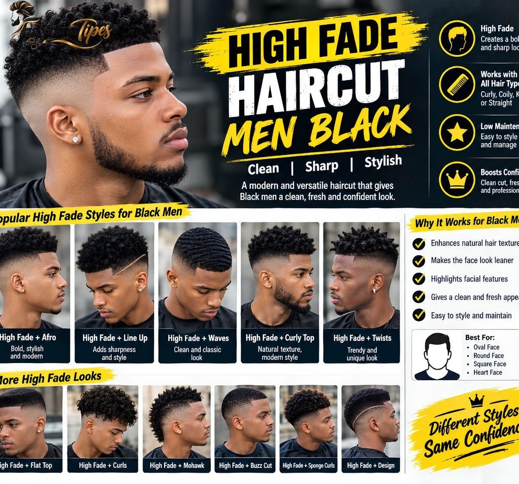 High Fade Haircut Men Black