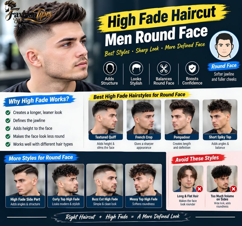 High Fade Haircut Men Round Face