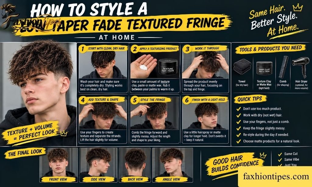 How to Style a Low Taper Fade Textured Fringe at Home