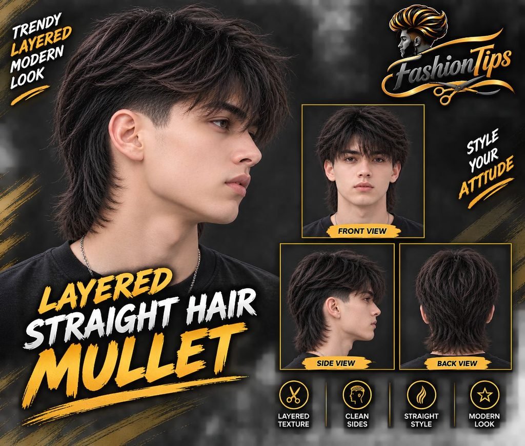 Layered Straight Hair Mullet