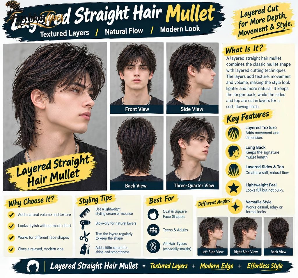Layered Straight Hair Mullet