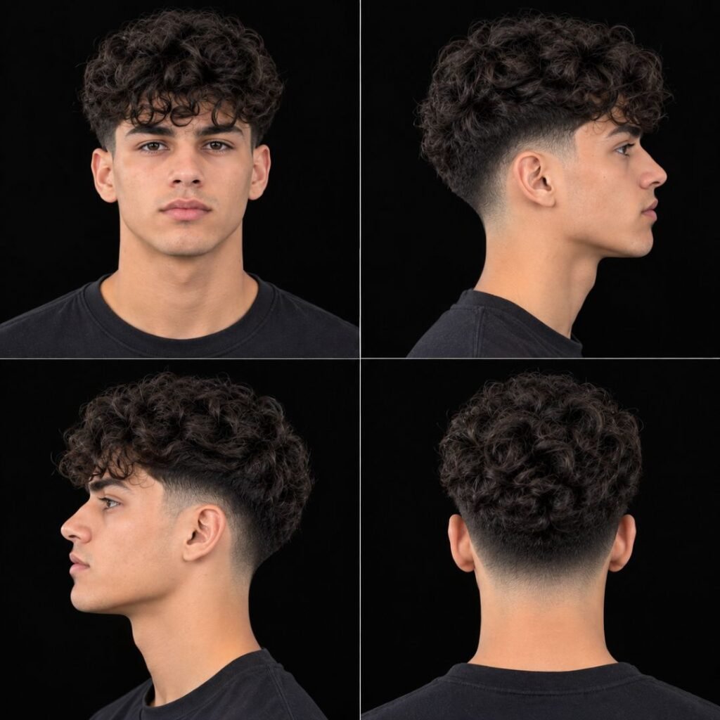 Loose Curls with Mid Taper Fade