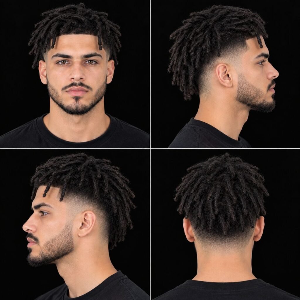 Loose Dreads with Mid Taper Fade