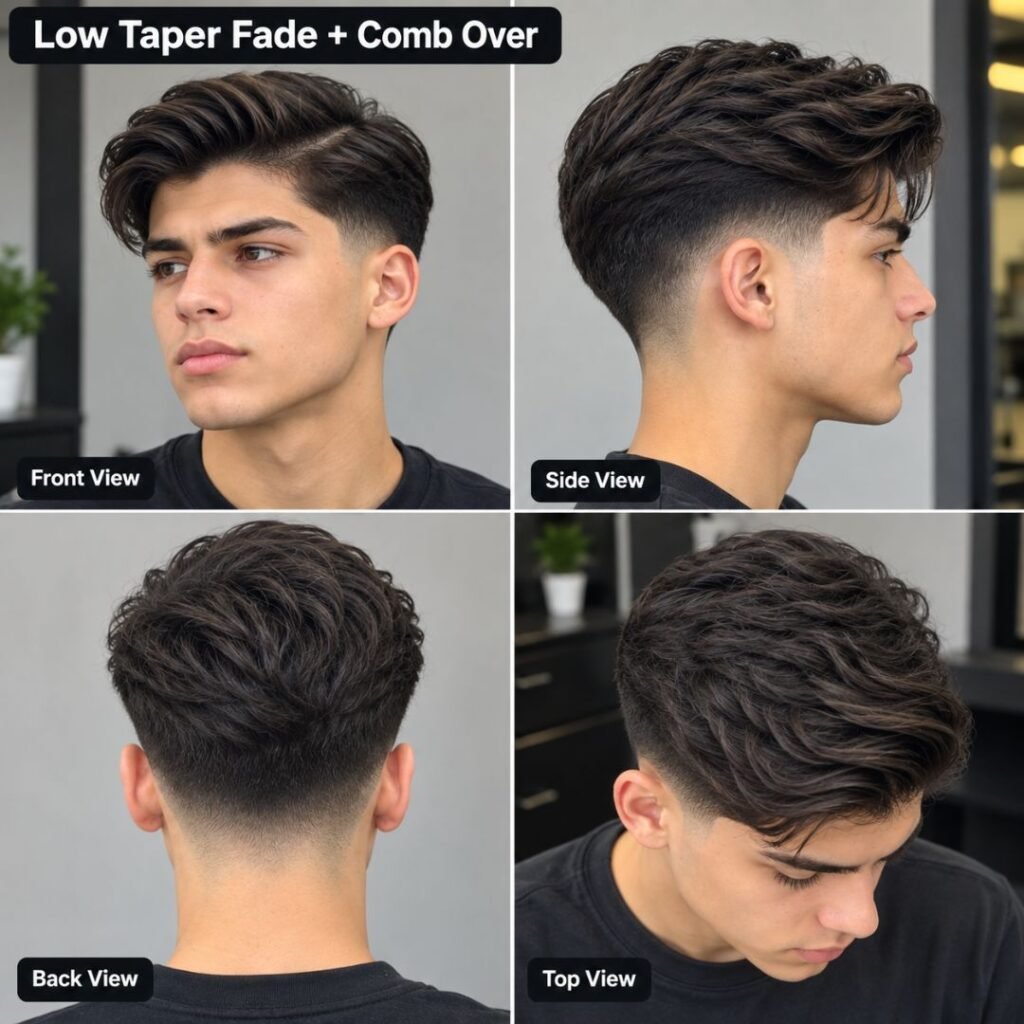 Low Taper Fade + Comb Over