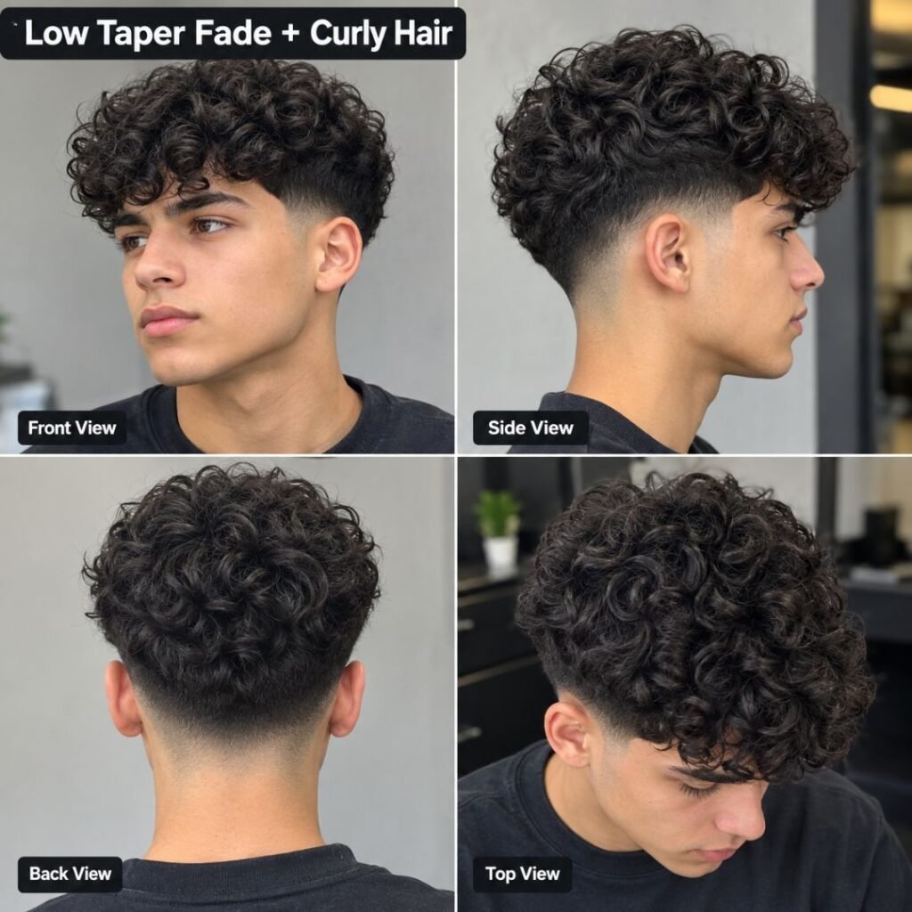 Low Taper Fade + Curly Hair