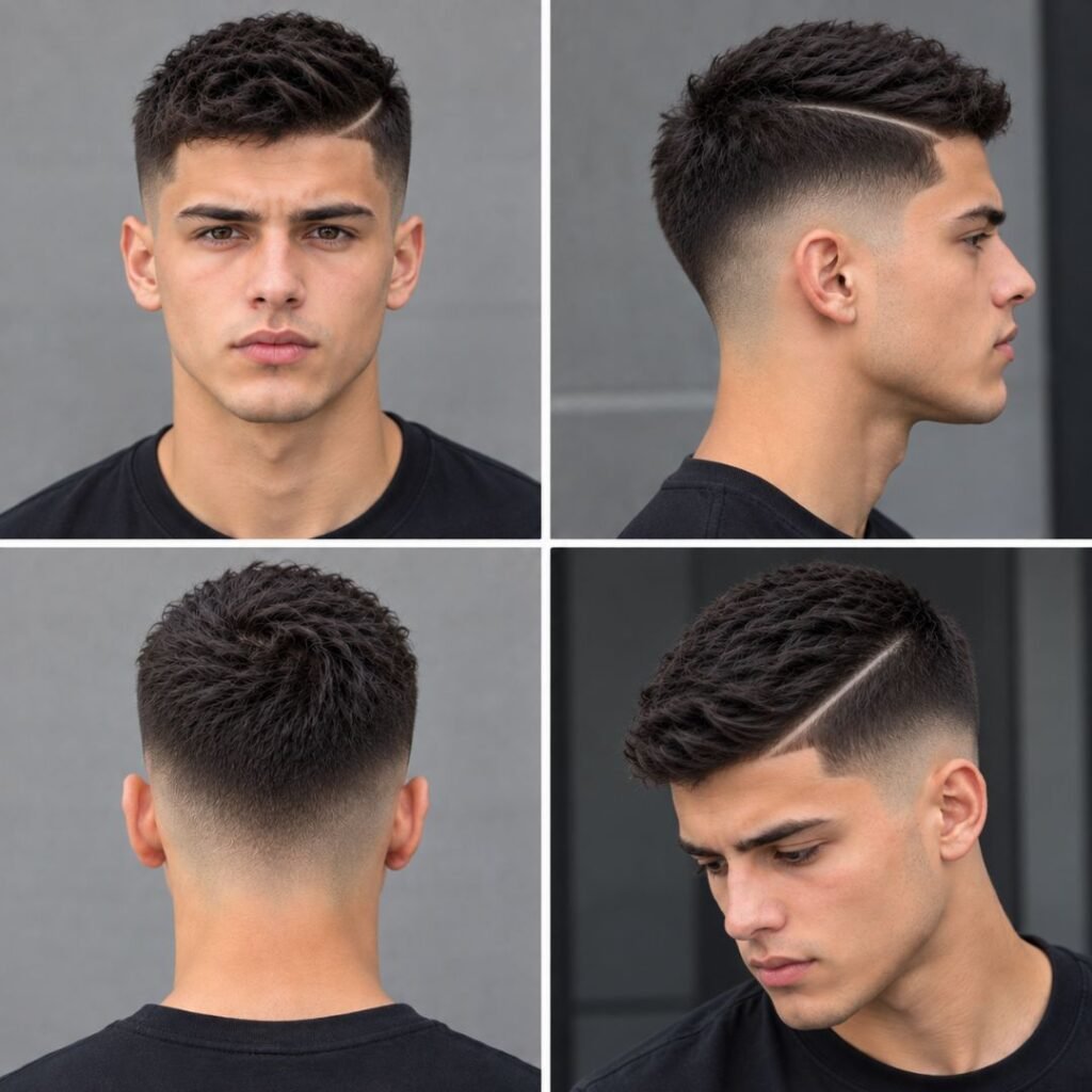 Mid Fade Crew Cut with Hard Part