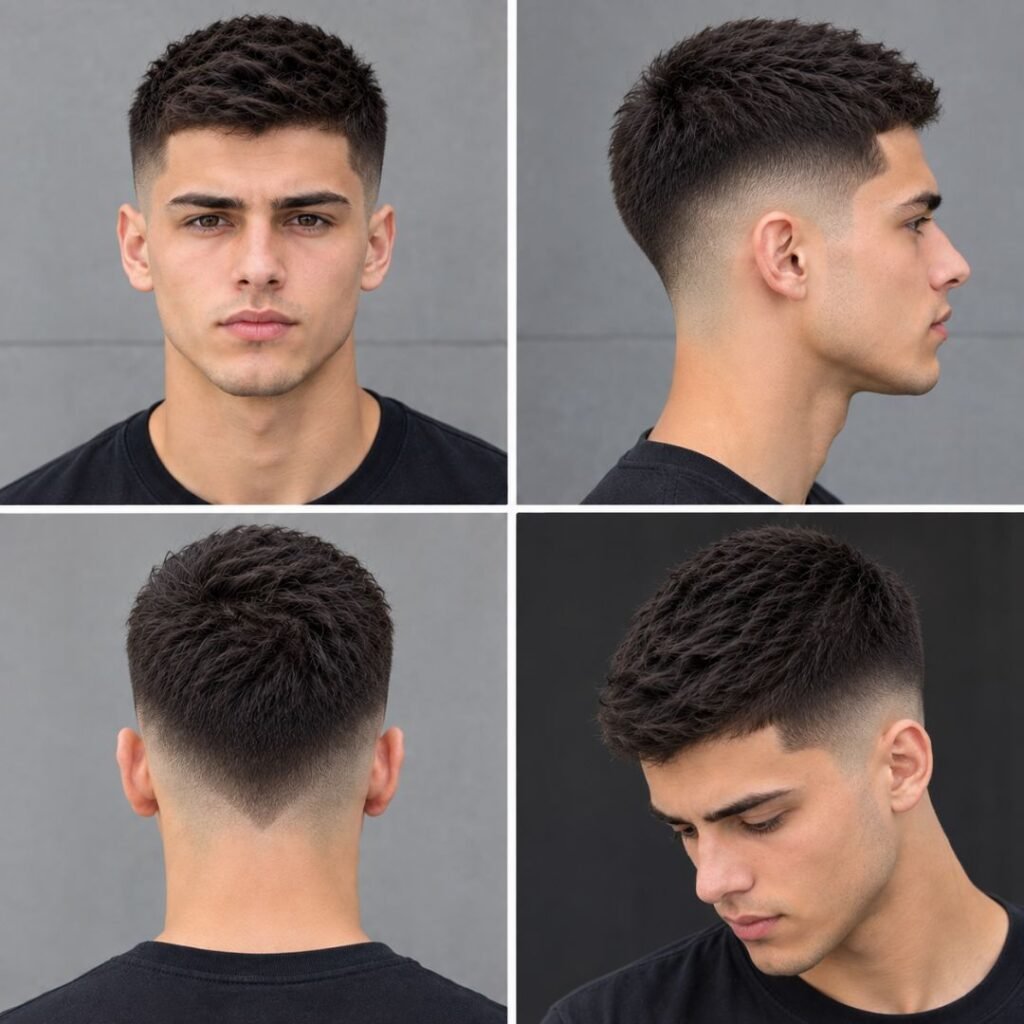 Mid Fade Crew Cut with V-Shape Nape