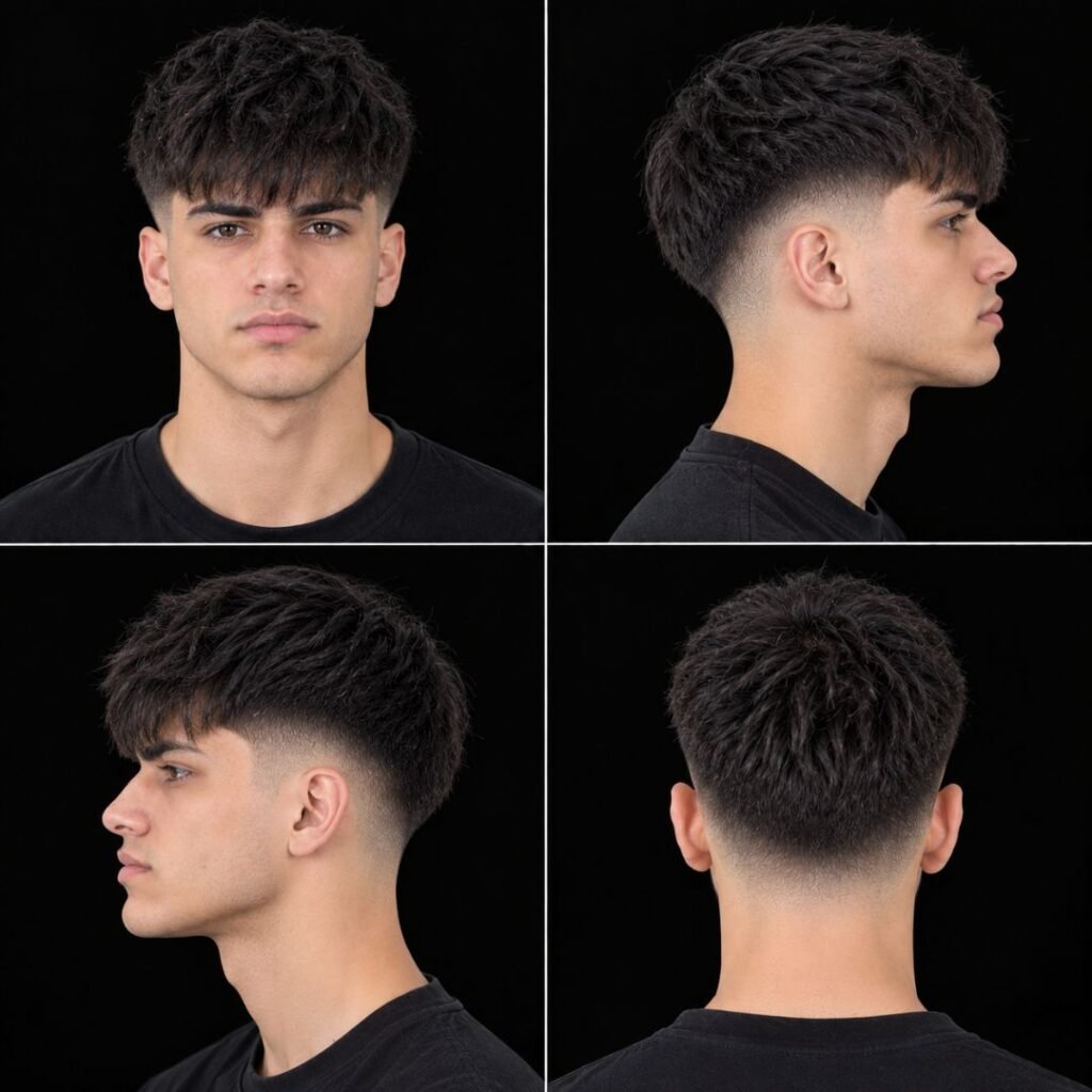 Mid Taper Fade Straight Hair with Fringe