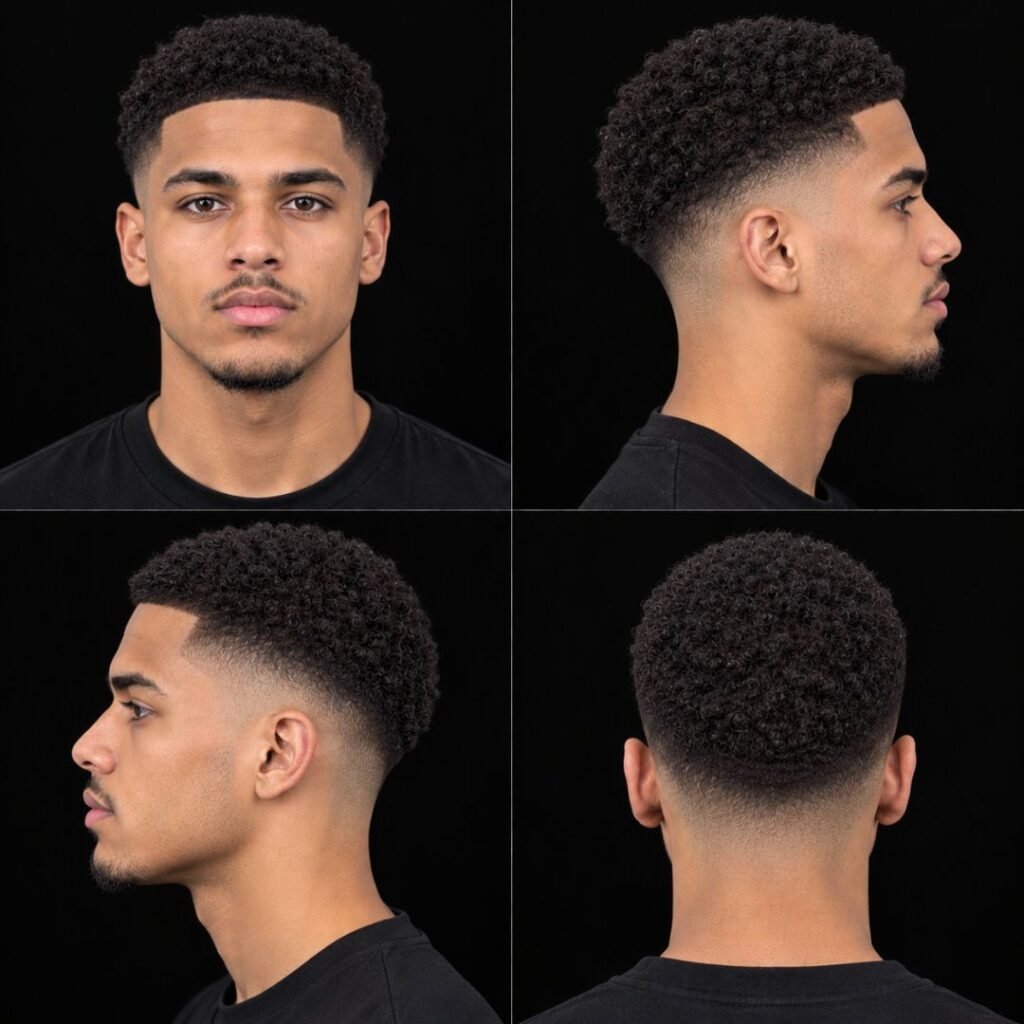 Mini Afro with Mid Taper Fade
