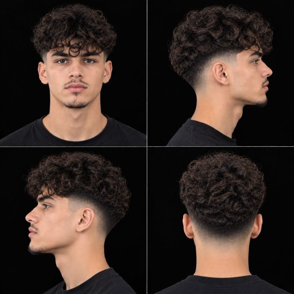 Permed Curls with Mid Taper Fade