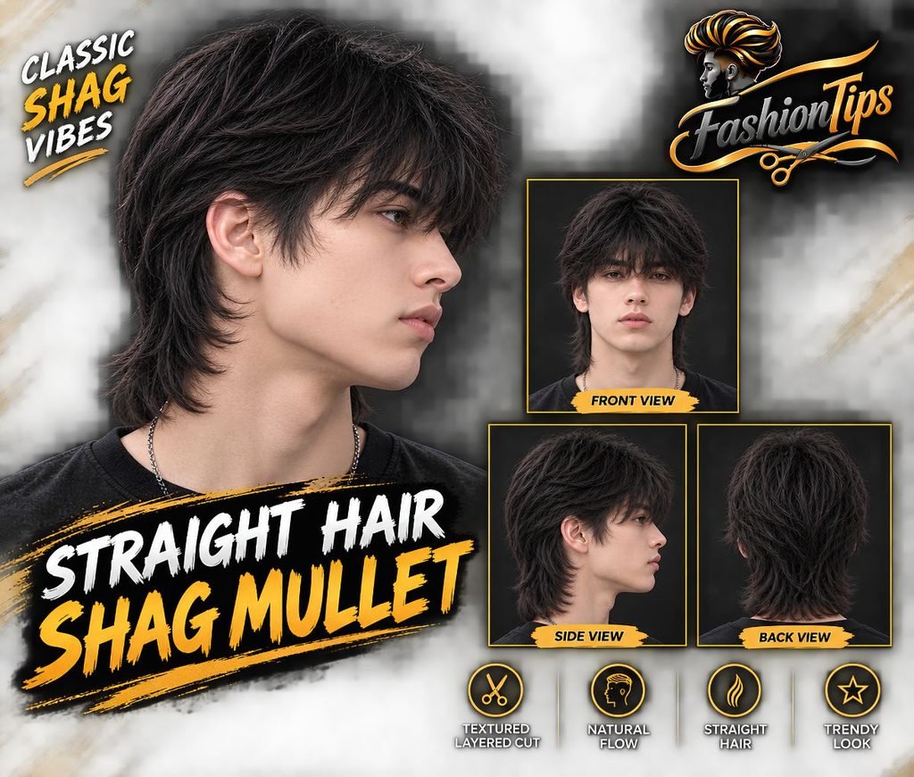 Straight Hair Shag Mullet