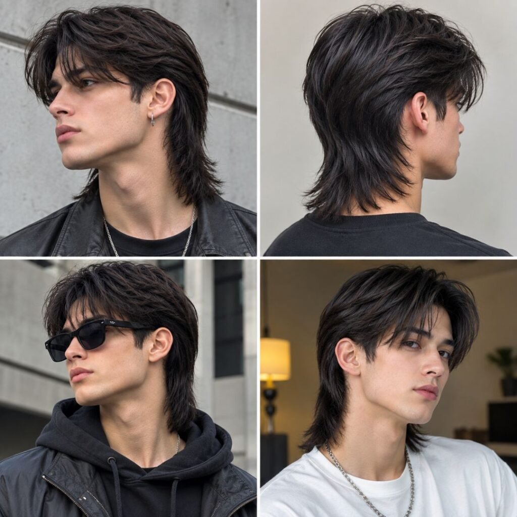 Straight hair mullet