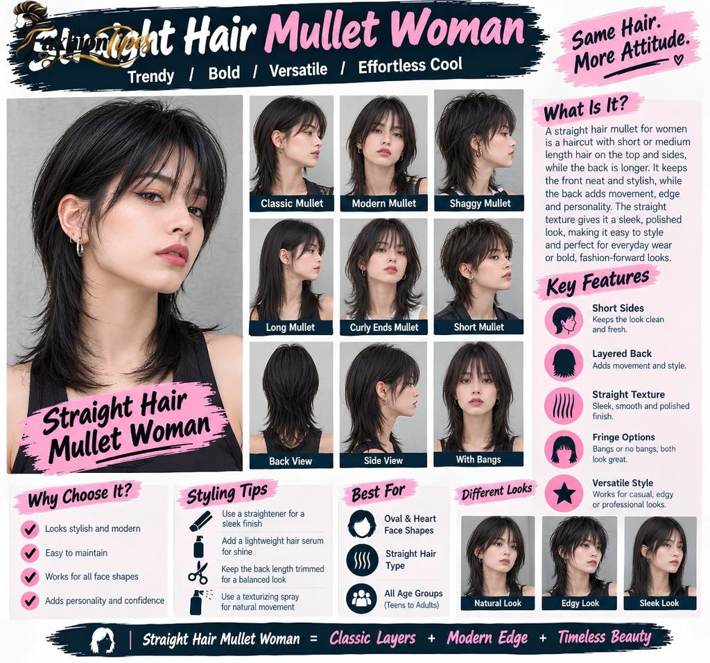 Straight hair mullet Woman