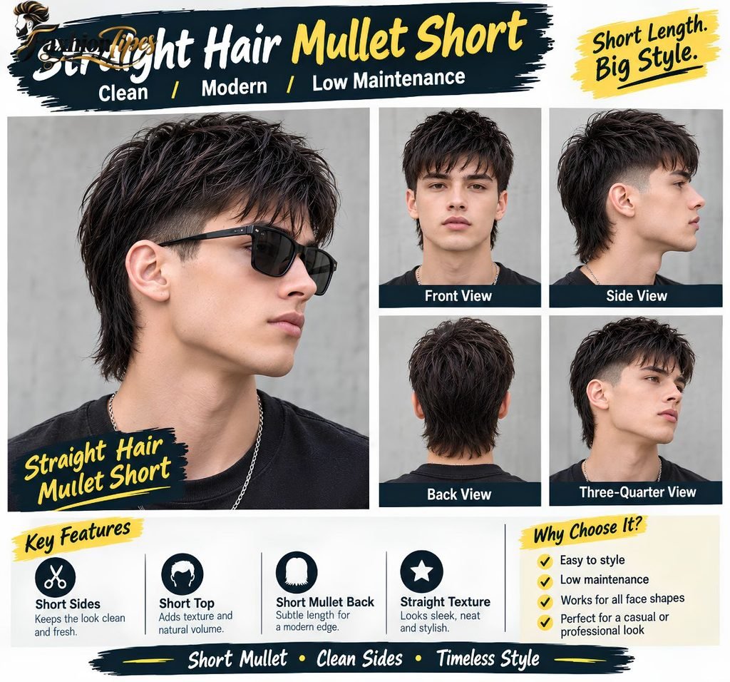 Straight hair mullet short