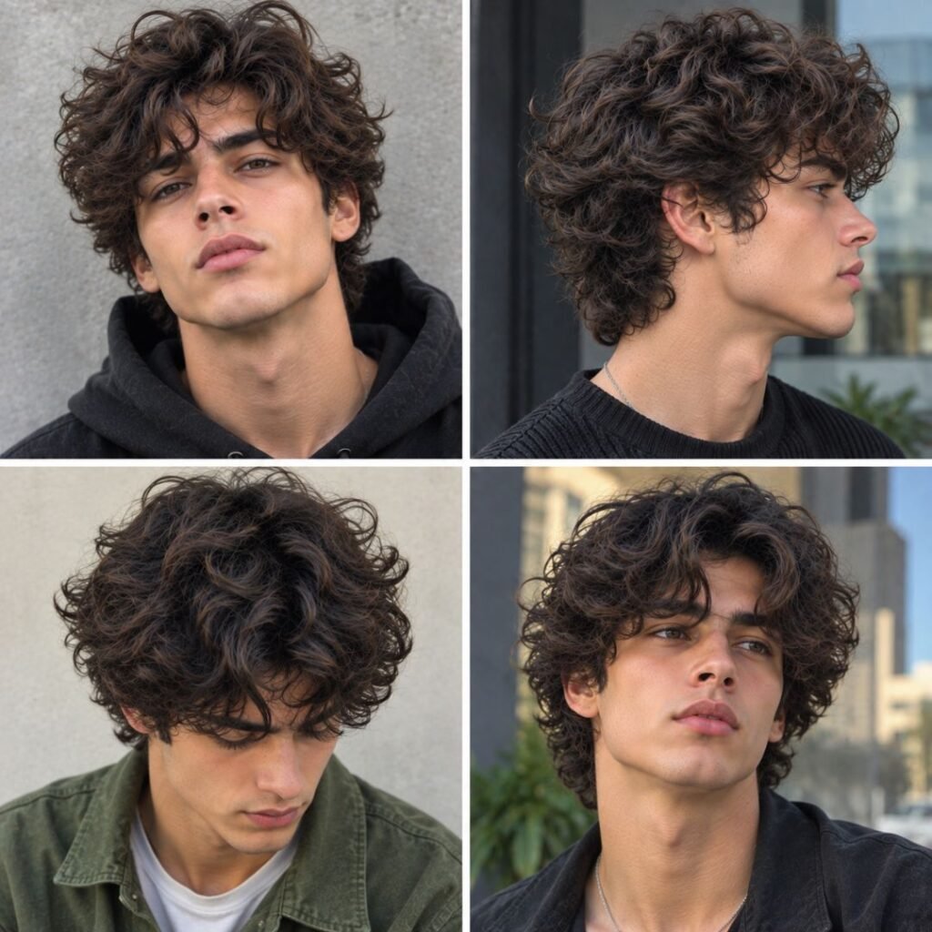 Thick Medium Messy Men Curly Hairstyles