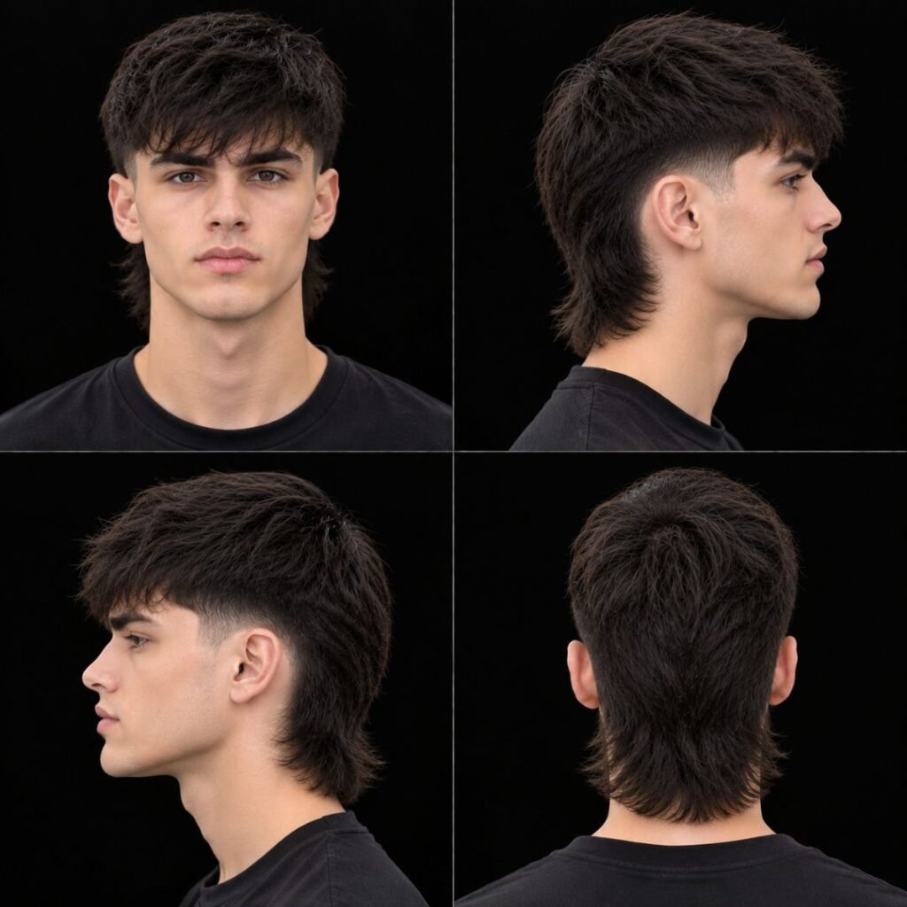 Low Taper Straight Hair Mullet