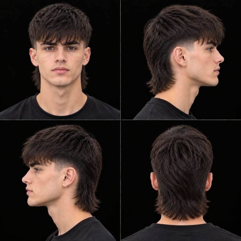 Straight Hair Mullet with Fringe or Bangs