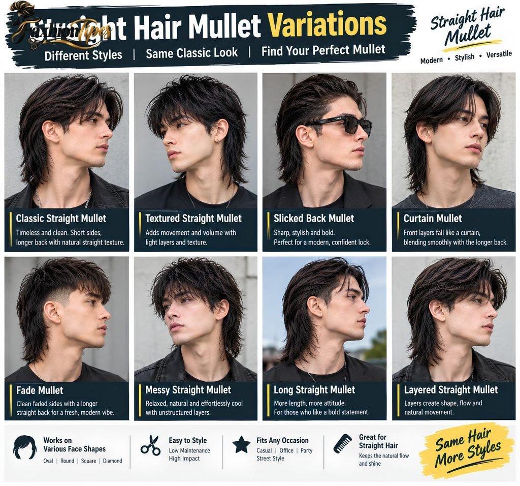 Straight Hair Mullet Variations