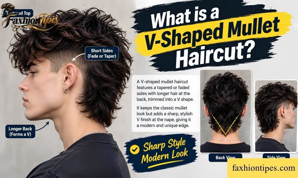 What is a V-shaped mullet haircut?