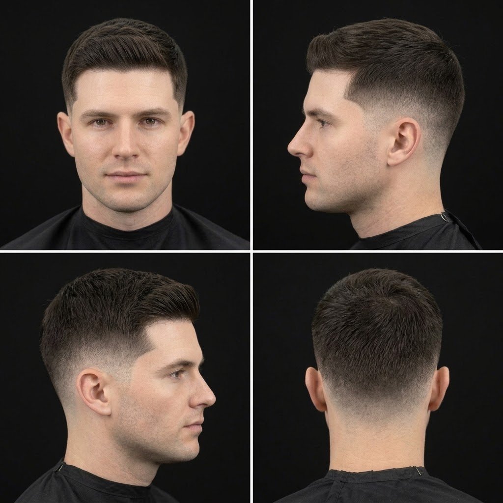 Low mid taper fade straight hair