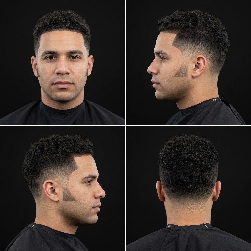 Low taper fade with sideburns male