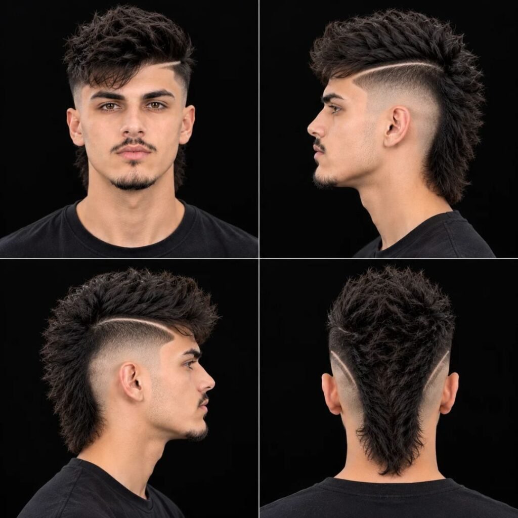 Burst Fade Mohawk with Hard Part