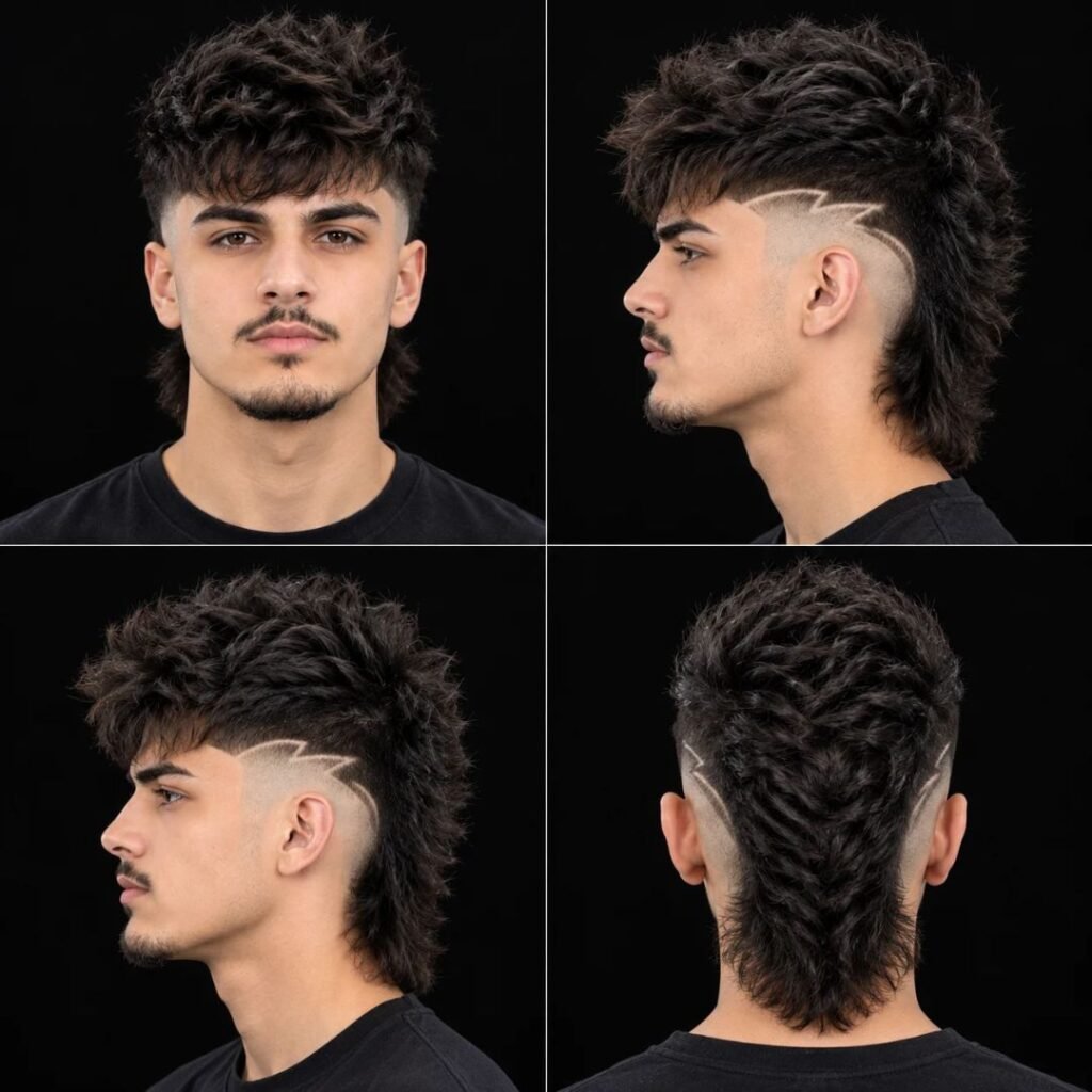 Burst fade mohawk mullet: