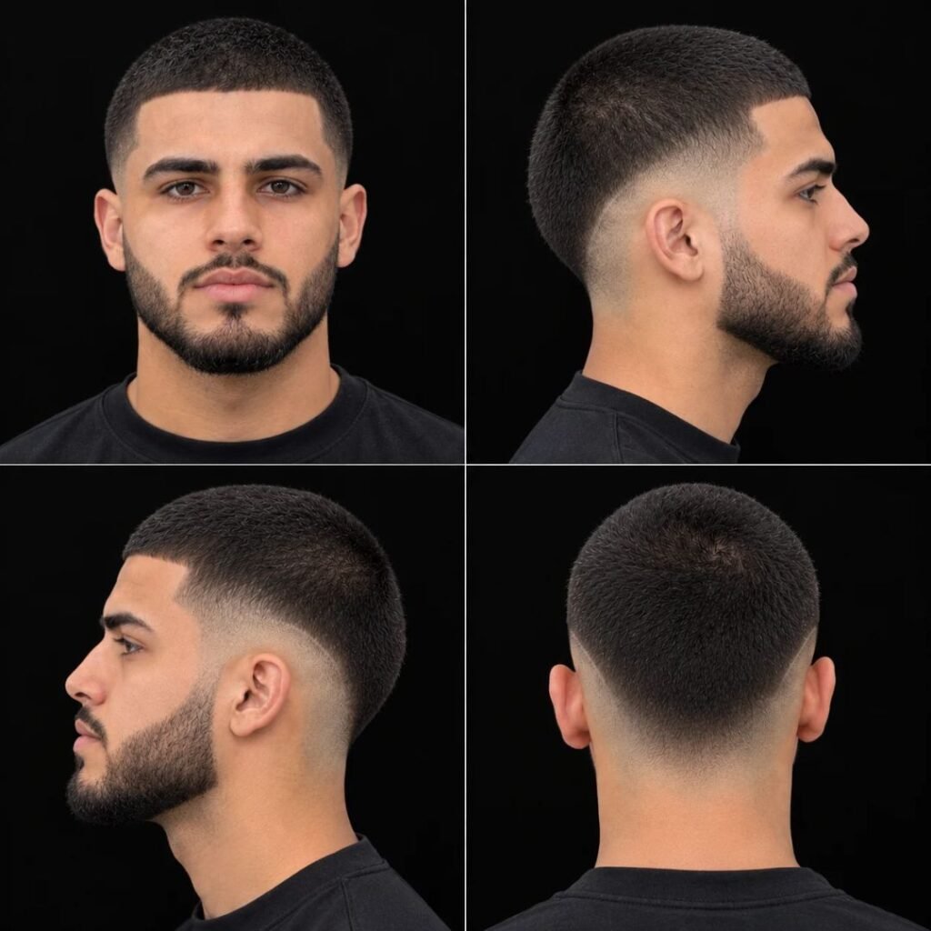 Buzz Cut with Beard and Burst Fade
