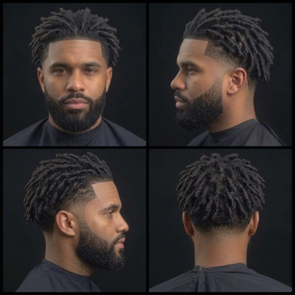 Freeform Locs with Mid Taper Fade