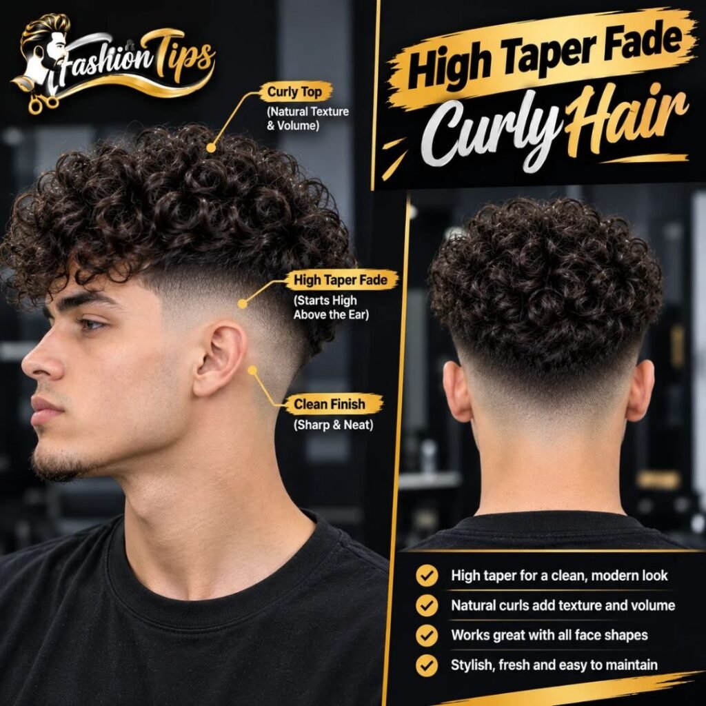 High taper fade curly hair