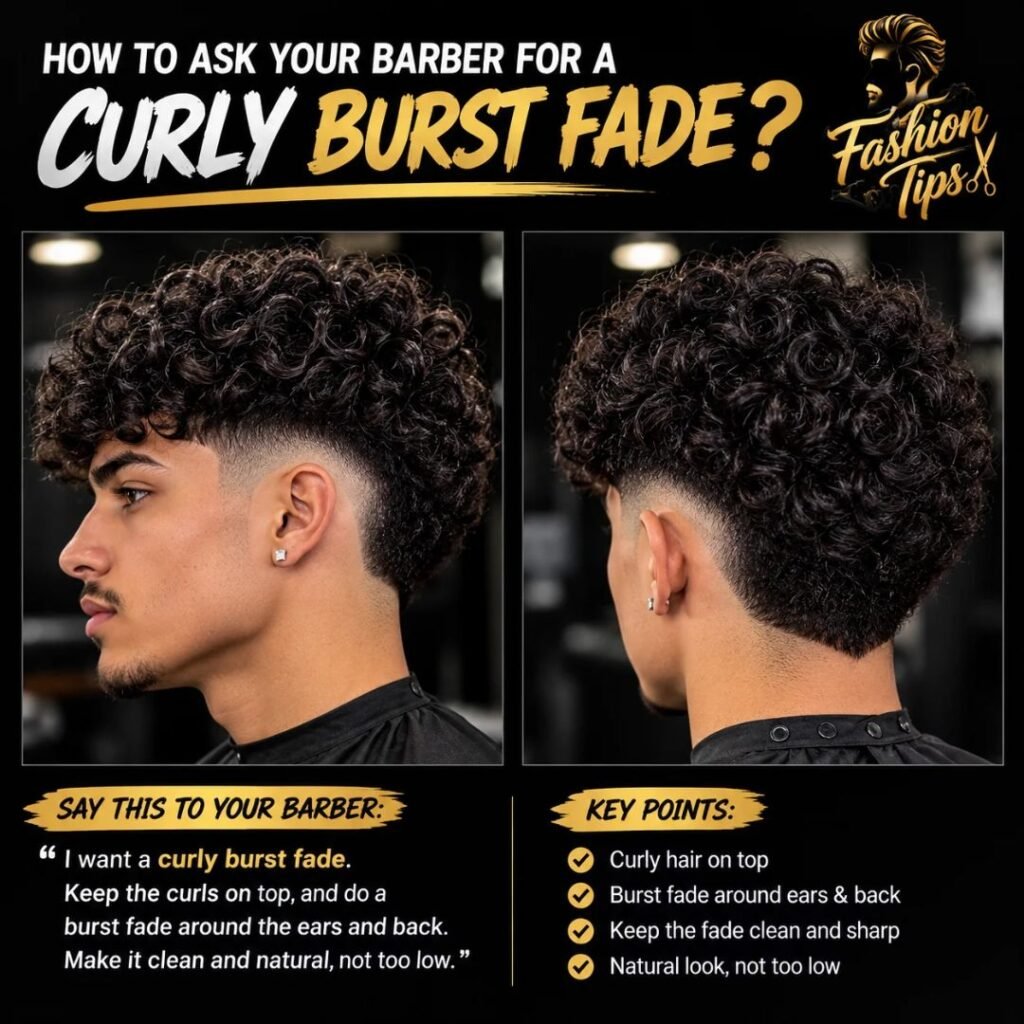 How do you ask your barber for a curly burst fade?