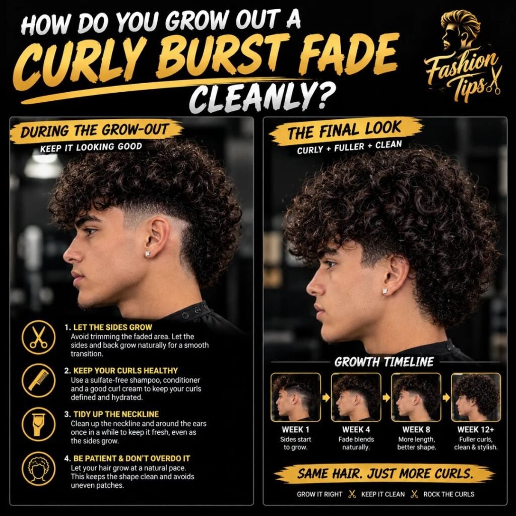 How do you grow out a curly burst fade cleanly?