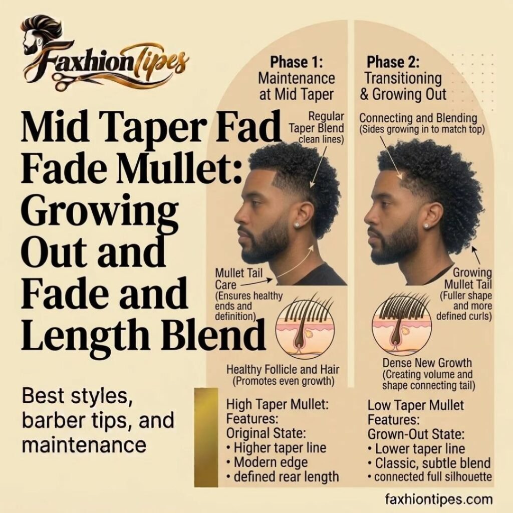 How do you maintain or grow out a mid taper fade mullet?