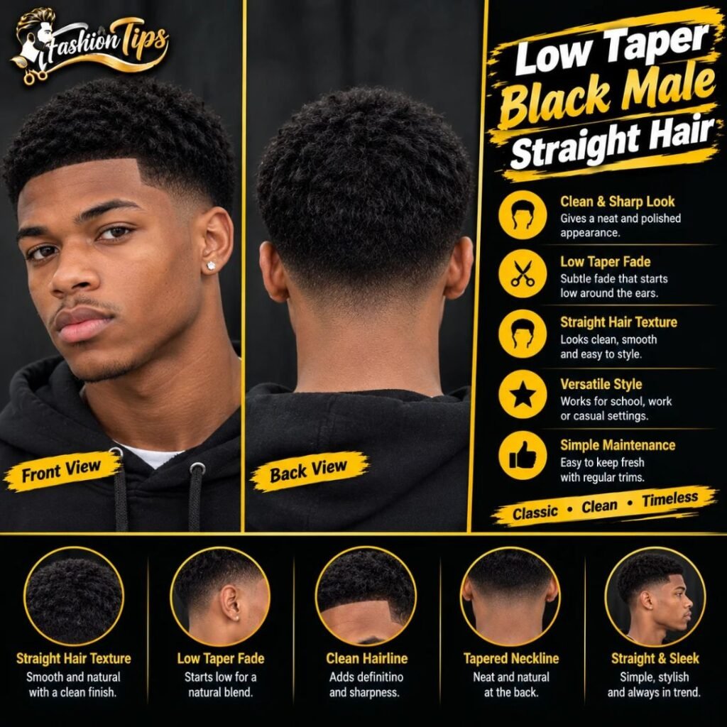 Low taper black male straight hair