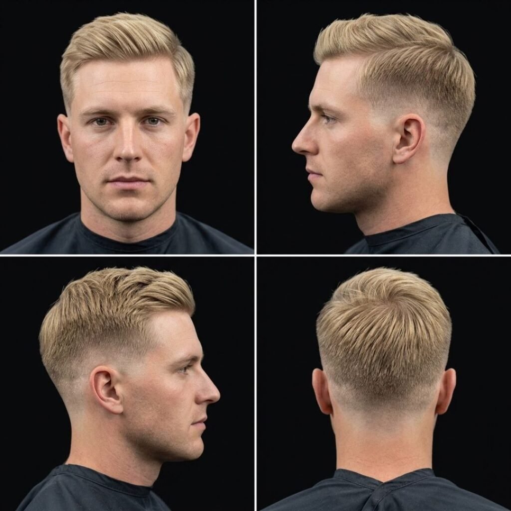 Mid Taper Fade Blonde Straight Hair