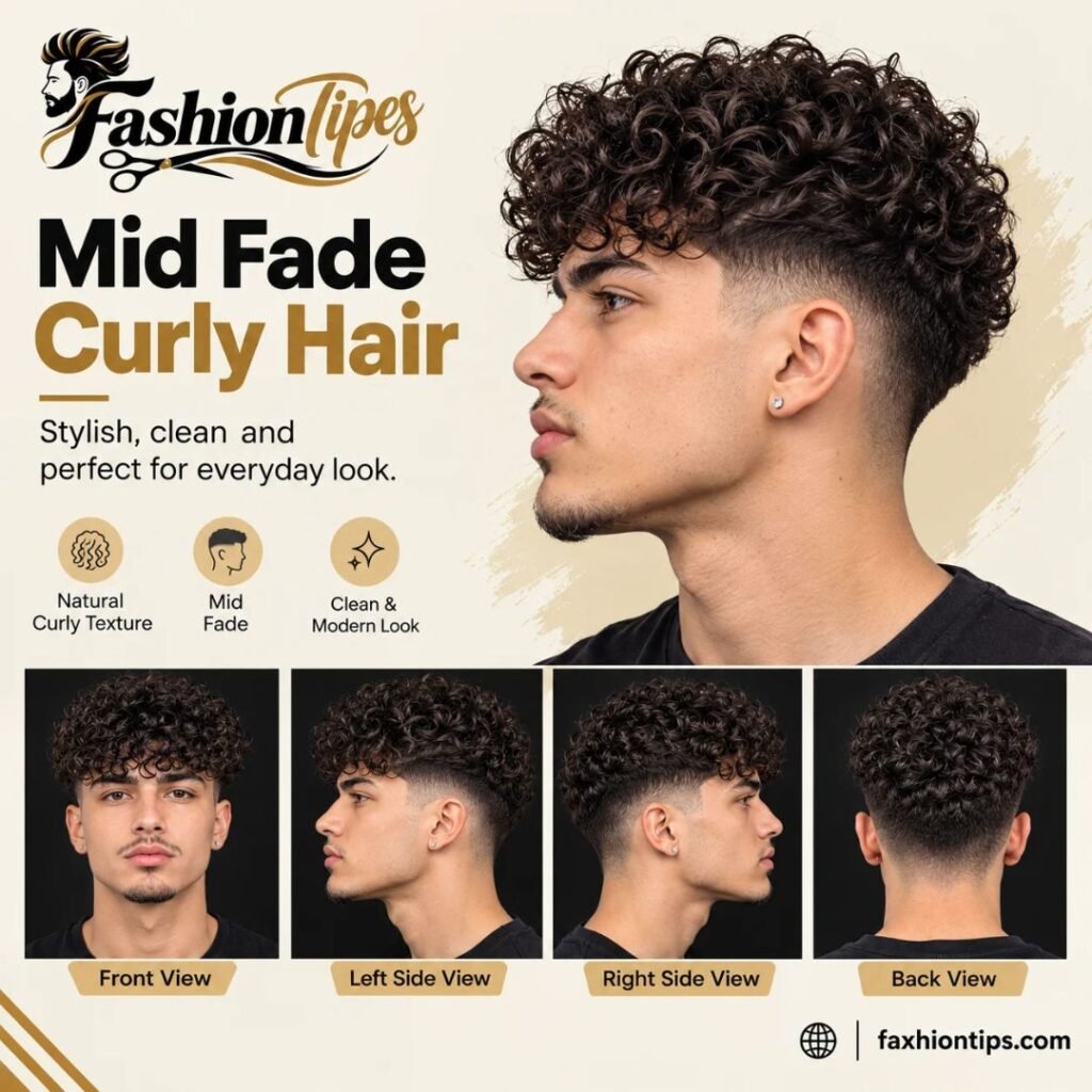 Mid fade curly hair