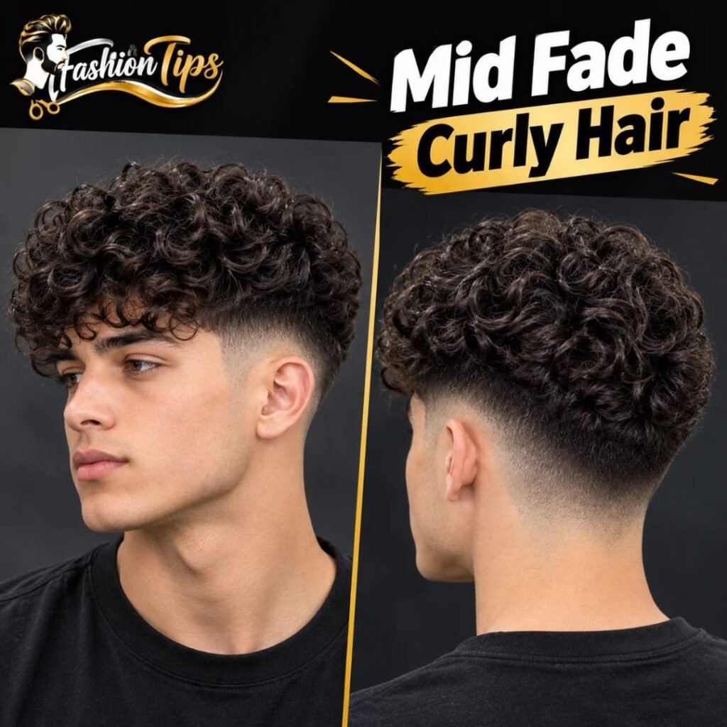 Mid fade curly hair