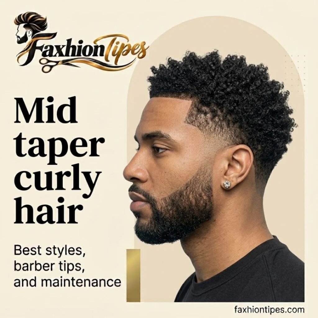 Mid taper fade curly hair
