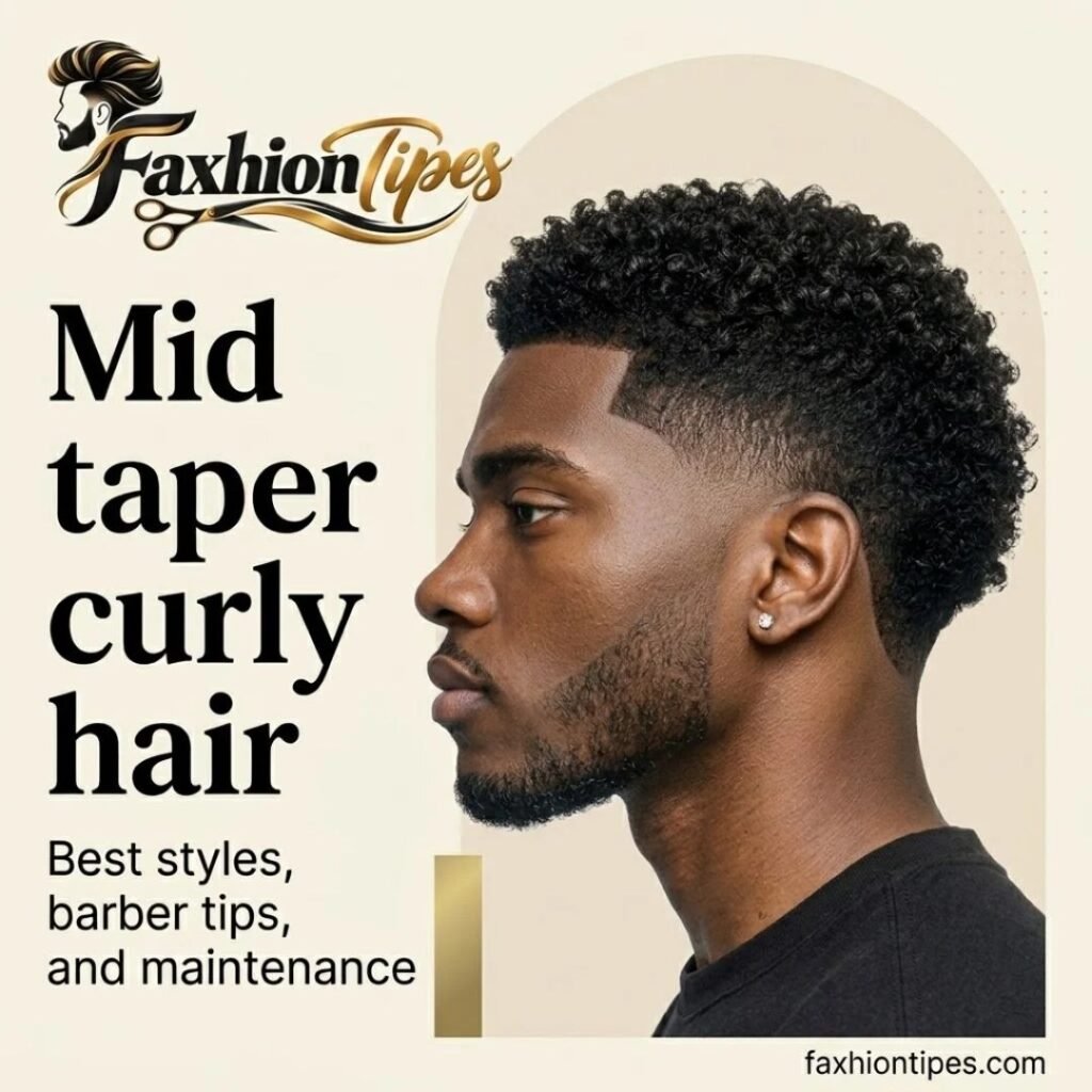 Mid taper fade curly hair