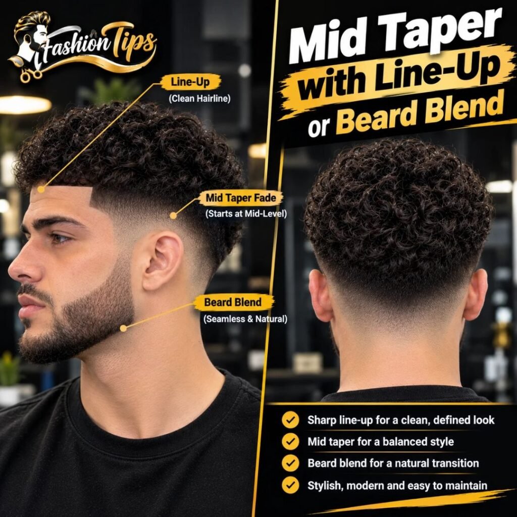 Mid taper with line-up or beard blend