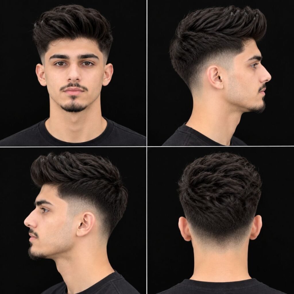 Quiff with Mid Taper Fade