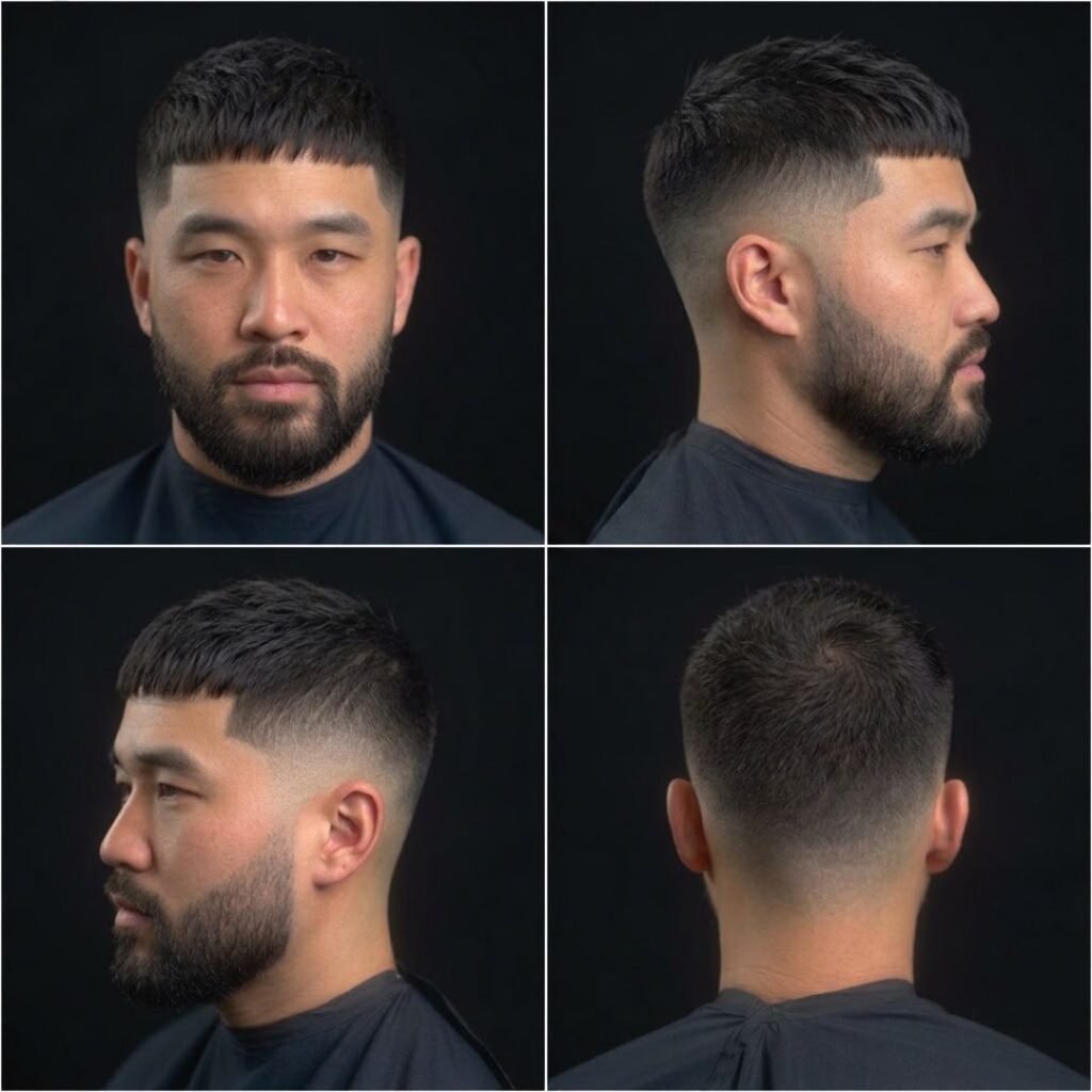Short Fringe with Mid Taper Fade