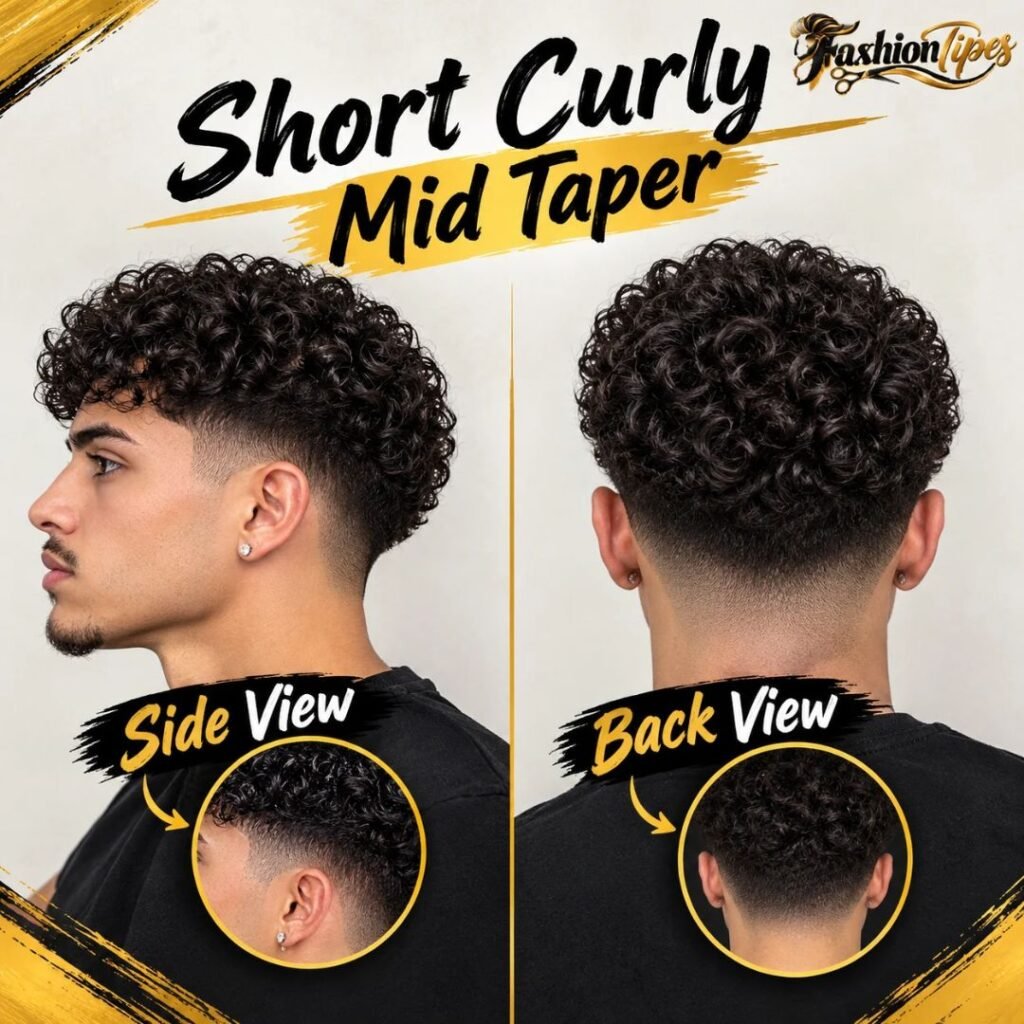 Short curly mid taper