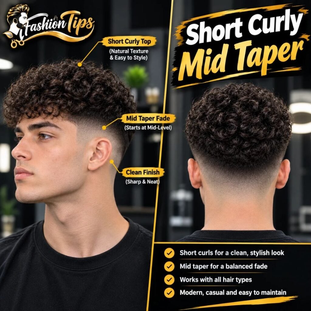Short curly mid taper