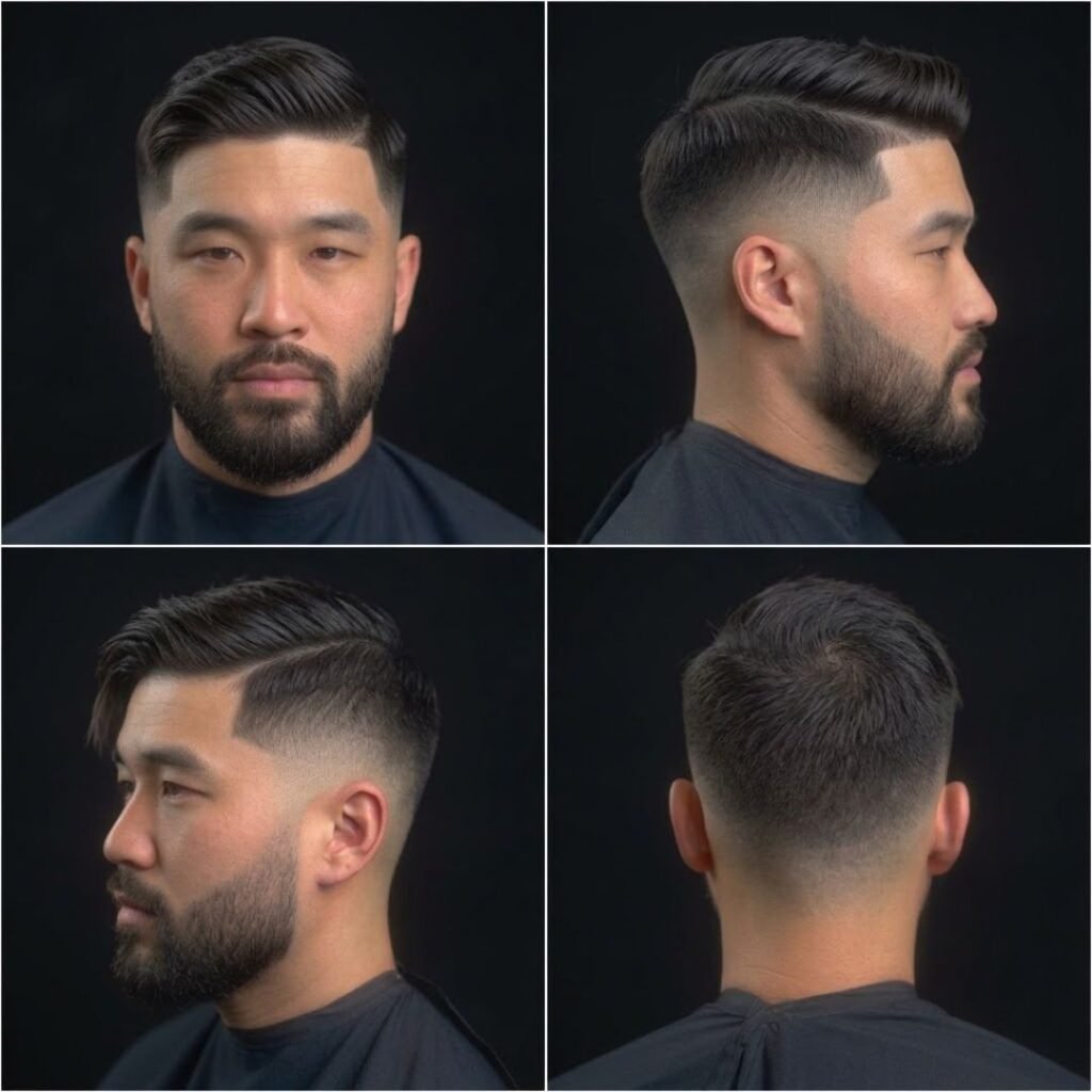 Side-Swept Fringe with Mid Taper Fade
